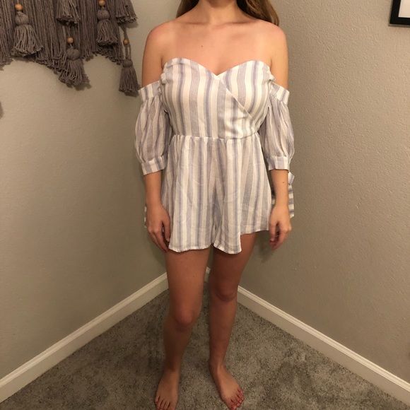 TOBI all me blue striped romper/jumper